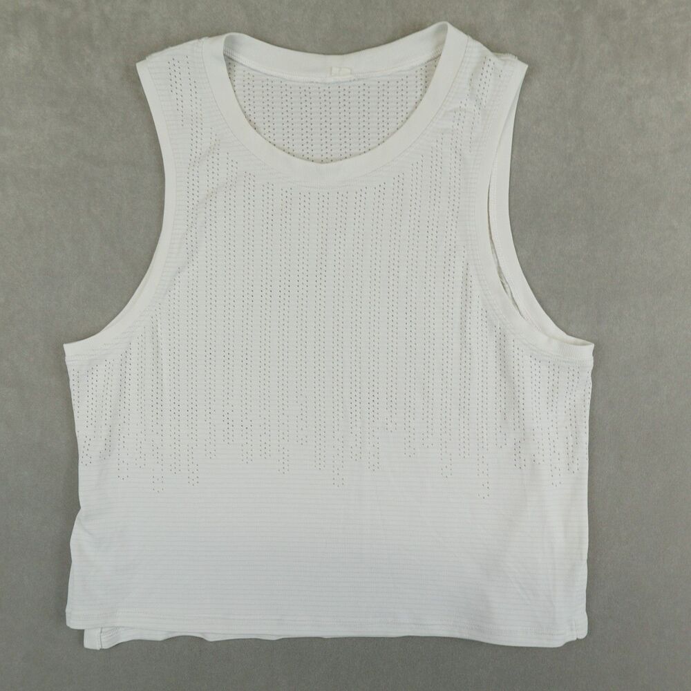 Lululemon Train to Be Tank Top Size 4 White Mesh Seamless Athletic
